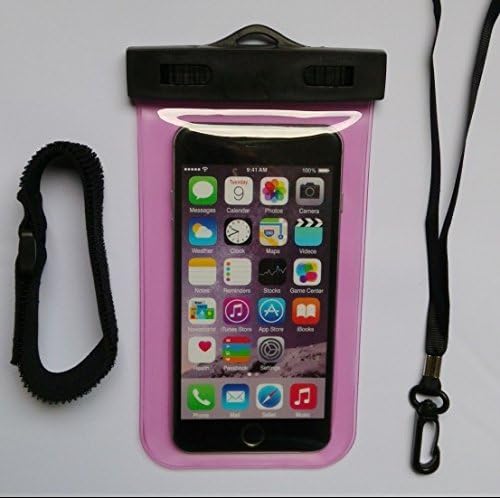 Waterproof Underwater Dry Case Cover Pouch for all Mobile Phones Samsung Galaxy S3 S4 S5 S6 Apple iPhone 4 5 5S 5C 6 Plus HTC One Desire Nokia Lumia Sony Xperia With Lanyard and Armband (Pink)