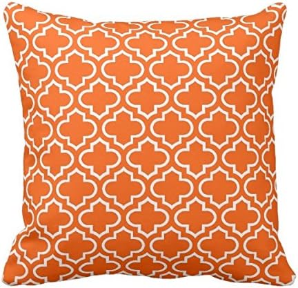 MARCOMAX Summer Orange White Retro Chic Trellis Pattern Rustic Decor Pillow Case