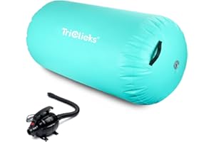 Triclicks Inflatable Air Roller Gymnastics Mat With Electric Pump, 4 Sizes 80/100/120 cm Air Roll Air Barrel Tumbling Mat Fitness Exercise Training Roller for Toddler/Adults Home Use