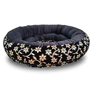 Mellifluous Premium Reversible Velvet Dual Black Gold Color Bed for Cats & Dogs (Medium, Black-Gold)