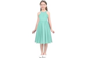 YiZYiF Vestito da Cerimonia Bambina Elegante Strass Glitter Vestito da Festa in Chiffon Smanicato Vestito da Sposa Damigella Matrimonio Nuziale Sera Estate Compleanno