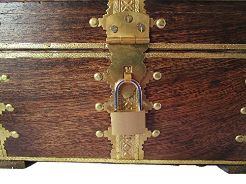 73GS Truhe mit Schloss Holztruhe Schatzkiste Schatztruhe Truhe Box Holzbox Geschenk Deko Geburtstag Hochzeit Kiste Aufbewahrung verschließbar abschließbar mit Deckel - 5