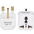 Hackensack Type G Plug (HS 5052) Universal UK Flat 3 Pin Travel Power Plug Adapter (Pack of 1) COMPLATIBLE in UK Countries, England, Scotland, Wales and Ireland. (Type G - UK/Hong Kong/UAE)