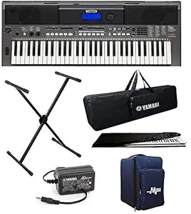 Yamaha PSR-I400 digital portable touch sensitive 61-keys keyboard with gig bag, stand, dust cover & power adapter combo.