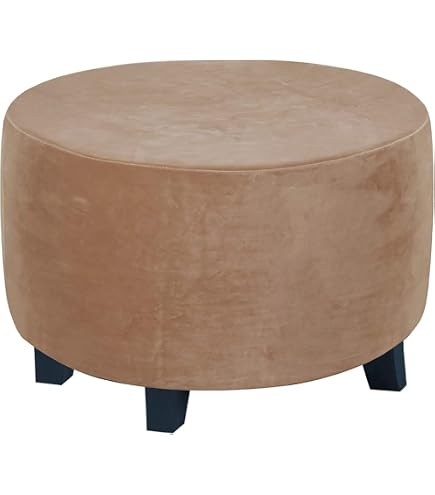 Fodera Pouf Velluto Felpato Copertura Per Pouf Pieghevole | In Velluto Felpato Con Fondo Elastico | Taglia L E XL | Colore Cammello Protezione Pouf Antiscivolo - 2