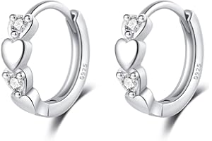 Reffeer 925 Sterling Silver CZ Heart Hoop Earrings for Women Teen Girls Earrings Huggie Cute Love Earrings