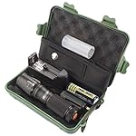Probe Shiny 5000 Lumens Tactical LED CREE XM-L T6 Lampe de poche de police X800 Zoom Super Bright militaire de grade étanche titulaire Torche 5 Modes+batterie 18650(1pcs)+Chargeur Unique+Pochette en nylon+Étui de protection