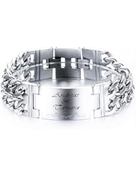 ID Edelstahl Armband mit Gravur nach Wunsch Doppelpanzerarmband massiv, 4 Farben