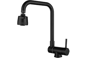 SJQKA-Grifos Abatibles Cocina,grifo Abatible Acero Inoxidable 304 2 Modos De Salida De Agua, Para Fregadero Ventana Giratorio Grifo Monomando (negro)