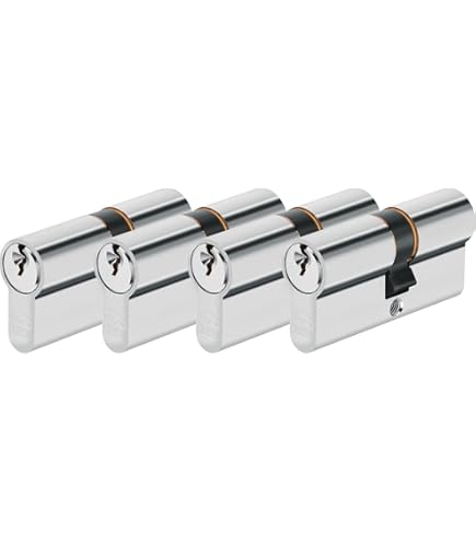 GERCAR Pro Set Of 4 Profile Cylinders Simultaneous Locking 35/35 – N G Lock Cylinder With Emergency And Danger Function – Cylinder Lock With Drill Protection And 10 Keys With CodeCard | 70 Mm | A:35 - View #6