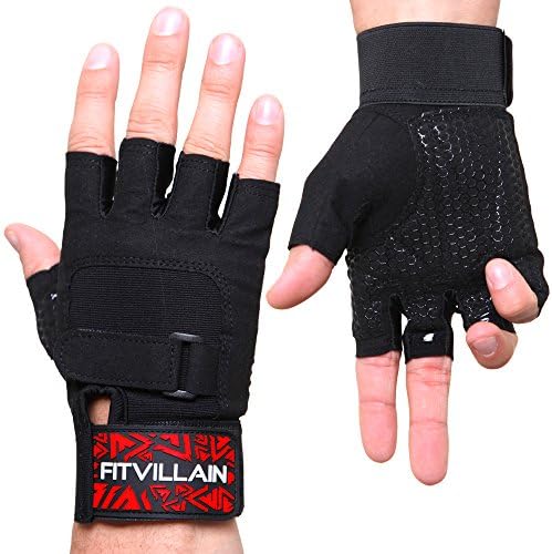 Weight Lifting Gym Workout Gloves - for Women and Men - for Crossfit Pull Ups Fitness Cross WOD Weight Bodybuilding Bar Powerlifting Gymnastic Sports Calisthenics Training - Full Palm Protection Lightweight Breathable Neoprene Design with Two Adjustable Velcro Straps (Black, M)