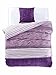 Produktbild 135x200 cm Bettwäsche mit 1 Kissenbezug 80x80 Renforcé Bettwäscheset Bettbezüge 100% Baumwolle Bettwäschegarnituren Reißverschluss Diamond Collection Aurelia violett dunkelviolett lila creme ecru