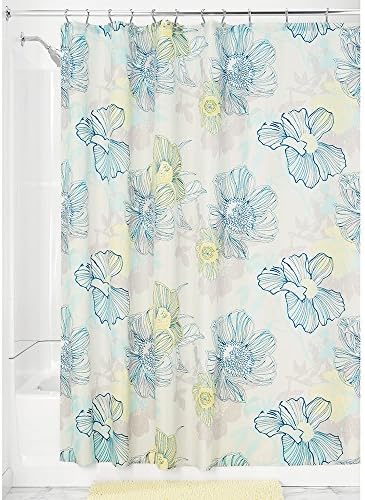 InterDesign Elsa Shower Curtain Screen, Polyester, Blue/Multi-Colour, 183 x 183 cm
