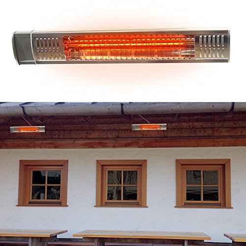 Gardigo Edelstahl Infrarotstrahler Heizstrahler, Infrarot Kurzwellen – wärmen gezielt Menschen und nicht die Umwelt, keine abtriftende Wärme, Terrassenstrahler, 2000 Watt - 6