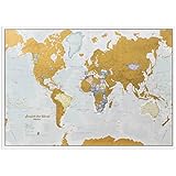 Scratch the World® - map print scratch off places you travel - cartographic detail - 84.1 cm (w) x 59.4 (h) cm - with gift tube