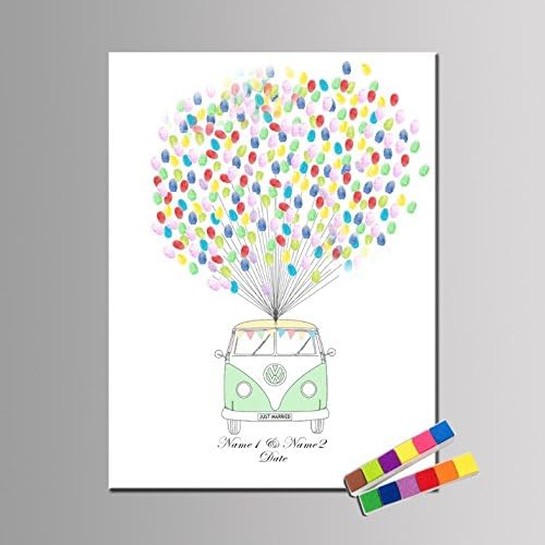 Canvas Wedding Car Fingerprint Signature Painting diy Ballons Wedding diy Fingerprint Guest Book for Party Wedding Decoration Car balloon ,16x24inch 40x60cm