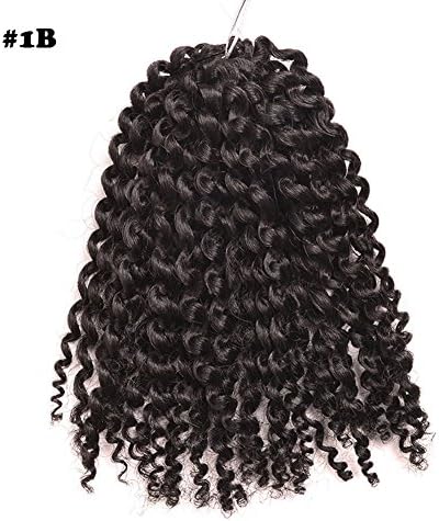 New Popular 8inch 3pcs/set Mali Bob Kinky Afro Curl Hair Shadow Hook Hook Braiding Hair Extensions （8''(2pack), 1b）