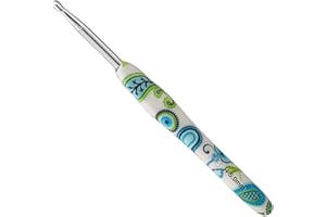 Coopay Crochet Hook 5.0 mm, 1 Piece Ergonomic Crochet Hooks with Solid Metal Crochet and Rubber Handle, Crochet Hook Handle with Beautiful Flower for Beginners, Comfortable TPR Handle Hook Needle for