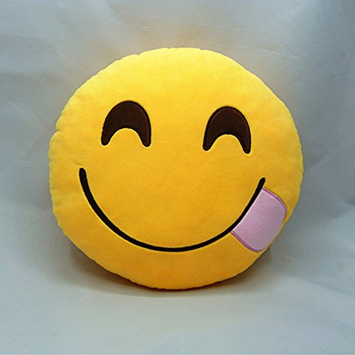 LI&HI Emoji Lachen Emoticon Kissen Polster Dekokissen Stuhlkissen Sitzkissen Rund(Hunger) - 4