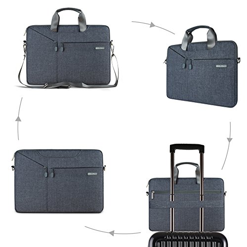 3 in1 Laptop Tasche, Evershop Handtasche Schultertasche Aktenkoffer für Macbook Air Pro / Notebook / Oberfläche (Grau, 15,4 Zoll) - 7