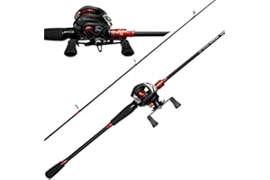 Kilitn Canna da Pesca e Mulinello Combo, Baitcasting Combo Baitcast Reel, 1,8M 2,1M Canna in Fibra di Carbonio Avvolta in Fibra di Vetro Durevole in 2 Pezzi con Comoda Manico in EVA
