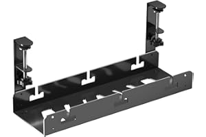 Bracwiser Organizador de Cables Bajo Escritorio Sin Taladro de 16.7”, Gran Espacio, Bandeja de Gestión de Cables Ajustable y Desmontable para la Mayoría de Las Mesas, Negro, S73