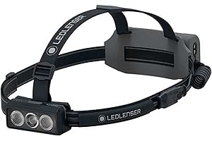 Ledlenser NEO9R latarka czołowa LED do joggingu, bardzo jasna 1200 lumenów, lampa do biegania z akumulatorem do ponownego ładowania, czerwone światło sygnalizacyjne, odblaskowa opaska na czoło,