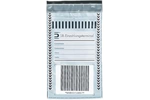‎LITFAX GMBH 100 x Sicherheitstaschen: ca.: 145 x 210 + 30 mm, Druck: " SB-Einzahlungsterminal "