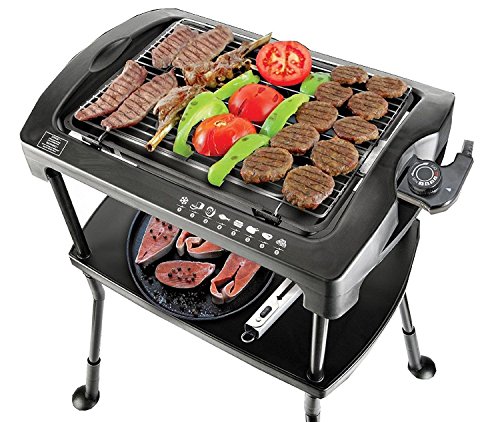 BBQgrill | Tischgrill | ELEKTRO GRILL | Partygrill | elektrischer Grill | BBQ Elektrogrill | 2000 W. | Cool Touch Griffe | Rauchfrei (Elektro Grill mit STANDFÜSSEN)