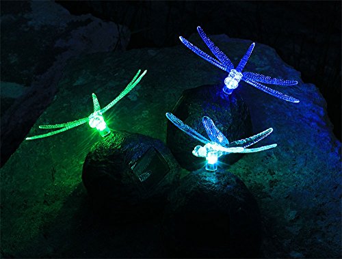 Solar Außenleuchte Garten LED Farbwechsler Kunststoff Stein mit Libelle Globo 33910 - 6
