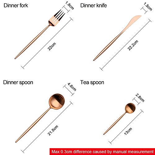 LEKOCH Bunte 4-teilig 18/10 Edelstahl Besteck Set (Rose Gold) - 6