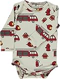 smafolk body wolle Gebogenes Visier Smamfolk Langärmeliger Feuerwehrauto-Körper - Kalk - 86cm - 12-18 Months