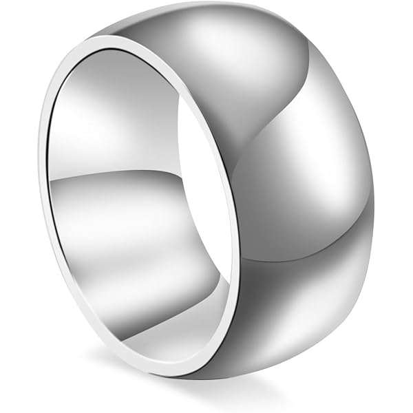 YOESDIE Titanium Wedding Band - 8mm Silver Polished Comfort Fit Ring For Men & Women