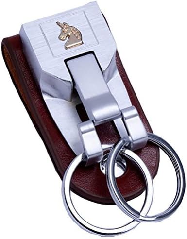 Key Rings for Man,Liangery Stainless Steel Leather Belt Weared Keychains with Special Double Rings For Man Woman