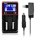 Produktbild Svpro Smart Baterien Charger Akkuladefür,2-Slots Akku-Ladergerät mit LCD-Display Car Ladegerät für Li-Ion Batterie/NiCd NiMH Micro AA AAA Akku 10440 14500 16340 17500 18350 18650 26650 22650 (H2)