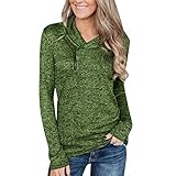 iHENGH Damen Top Bluse Lässig Mode T-Shirt Frühling Sommer Frauen Bequem Blusen Womens Langarm Sweatshirt Zipper Pullover trägerlose