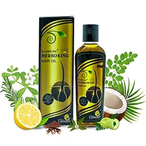 Glamsure Herboking Hair Oil For Control Hair Fall And For Soft and Strong Hair|Enriched With 12 type of Herbs,Vitamin E, Rosemary Essential oil(100ML)