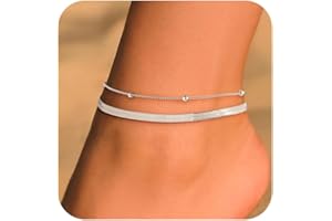 ZOERAY Cavigliera da Donna Argento 925 Impermeable Cavigliere Placcata Oro 18K Stratificate Regolabili Catenina Caviglia a Cuore Gioielli da Piede Spiaggia Bohémien Regali per Ragazze