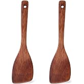 Wooden Spatulas for Cooking, Non-Stick, Flat, Kitchen Utensils for Pots and Pans 33 x 8 cm, 2 Pieces