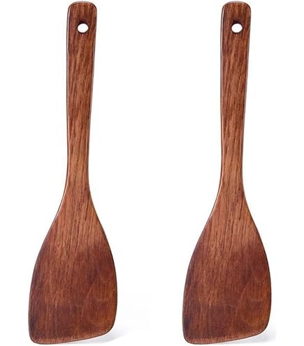 2 Pfannenwender Aus Buchenholz - 33,2 Cm Lang, Kratzfest & Hitzebeständig - Für Antihaftpfannen & Schonendes Kochen