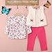 Arrowhunt Baby Girls Floral Tops Leggings Vest 3pcs Outfit Clothes Set Rose