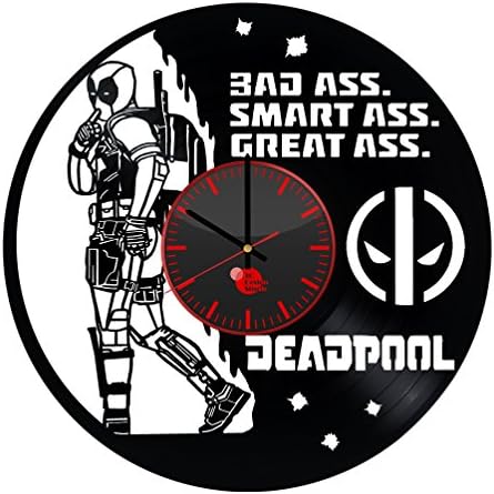 Marvel Deadpool Vinyl Record Wall Clock - Get Unique Room Wall Decor - Gift ideas for men,women and friends - Unique movie art design- Leave us a feedback and win your custom clock
