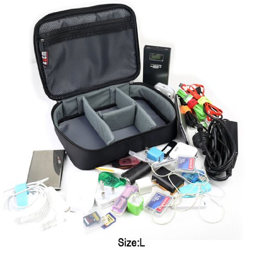 BUBM 3 Stücke Faltbare Kosmetiktasche Reisetasche Organisator Elektronisch Zubehör Tragetasche in Reise,Schwarz - 4