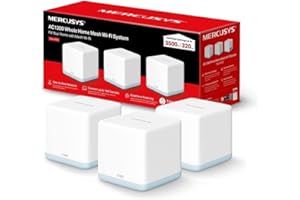 MERCUSYS Halo H30 (3er-Pack) - AC1200 Wi-Fi Mesh, 10/100 MBps Ehernet-Port, Dual-Band 2. 4 GHz/5 GHz, bis zu 320 m2, MU-MIMO, Kindersicherung, einfache App-Einrichtung, Weiß