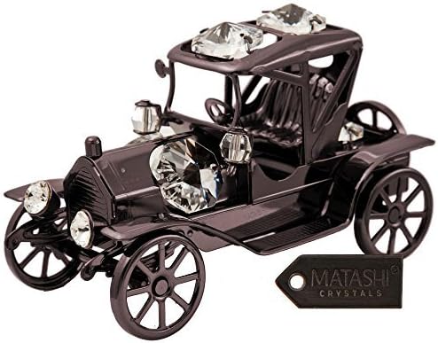 Gunmetal Grey Crystal Studded Replica Antique Ford Car Ornament by Matashi by Matashi