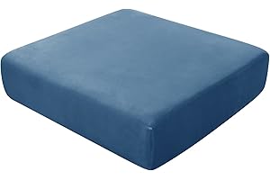 BXFUL Fundas de Cojín para Asiento de Sofá, Fundas de Cojín de Sofá de Terciopelo Elástico, Fundas de Cojín de Sofá de Repuesto para Cojín Individual con Tela Elástica (4 plazas,Azul)