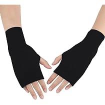 Dokpav Super Soft Angora Wool Thumb Hole Half Fingerless Warm Winter Gloves for Women Ladies Black Fashion