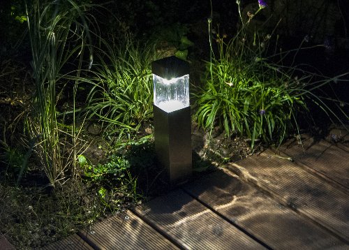 Duracell Solar-Gartenleuchte Edelstahl und Glas 4er Set, 5 x Lumen pro Leuchte , Maße: 39,65 x 5,8 x 5,8cm QS7Ma-R5-SS-W4 - 7