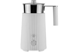 Alessi Plissé MDL13 W - Cappuccinatore Multifunzione ad Induzione, in Resina Termoplastica con Bricco in Acciaio Inossidabile, Spina Europea, 600 W, 35 cl, Bianco