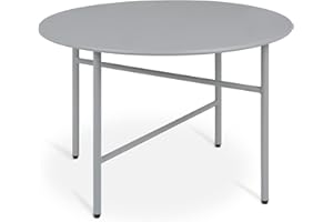 ‎BOMOE bomoe Beistelltisch Outdoor Gartentisch Rund Ø 53 cm Tischplatte Kratzfest – Stabiler Wohnzimmer Couchtisch Leicht In- & Outdoor Balkon Tisch Terrasse – Grau Nachttisch Bett Schlafzimmer Finn